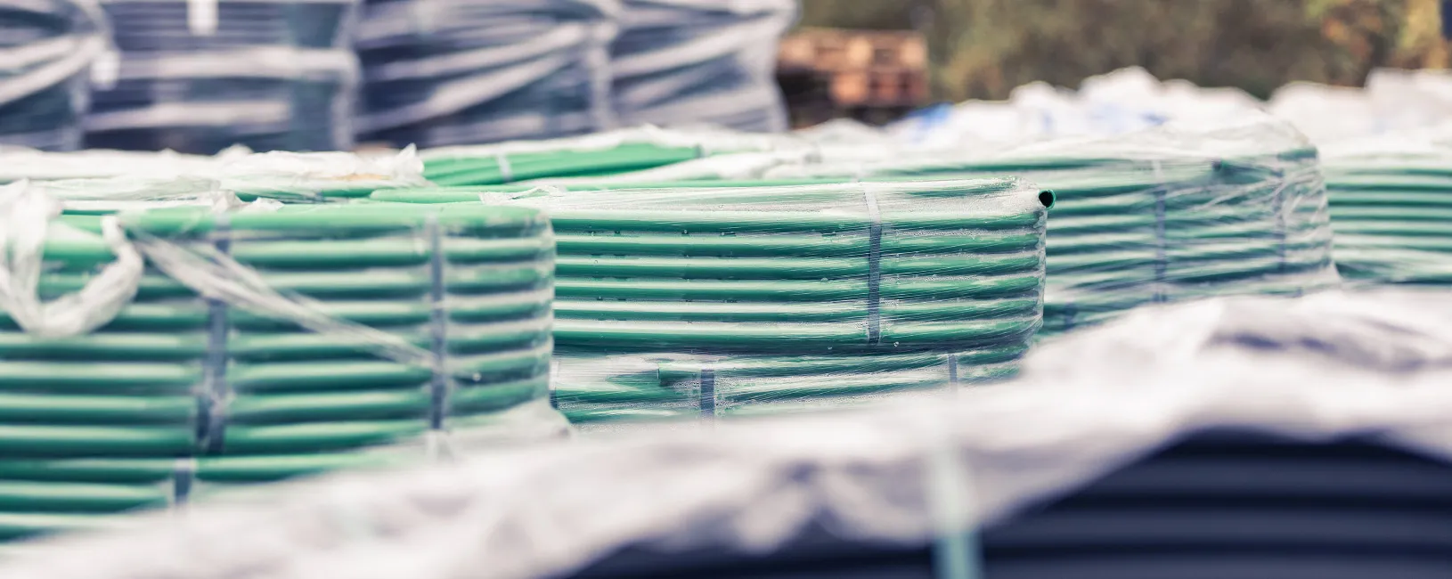 Green pipes wrapped in foil